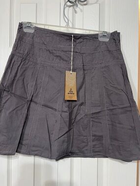 Prana Wm 8 Erin 100% Cotton A Line mini Skirt Boho Summer Lining Gray zip NWT